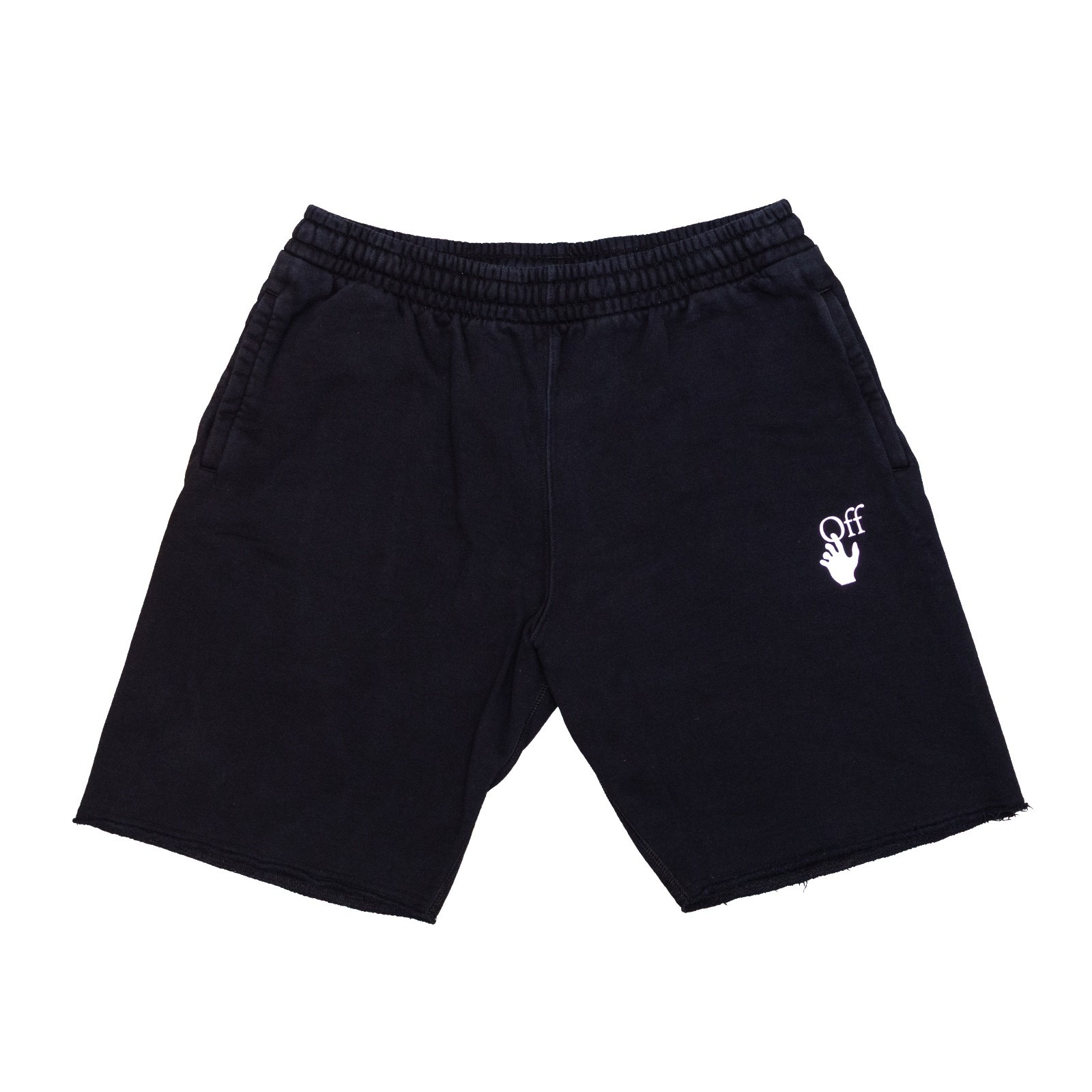 Off-White Virgil Abloh Men's Black Cotton Sweat Shorts Logo Print Size L